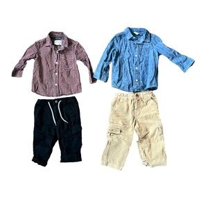 4-Pieces: 2 Button-Downs, 1 Corduroy Pants & 1 Black Pants, Size 18 Months